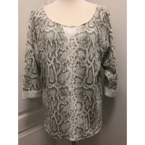 7 FOR ALL MANKIND Womens Pullover Sweatshirt Shirt Top Gray White Sparkle Size M - Picture 1 of 9